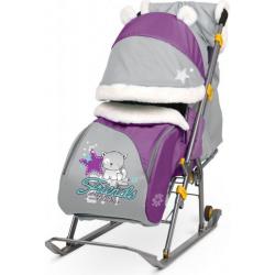 Санки-коляска Ника Детям 6.17 (котенок, баклажановый) - фото