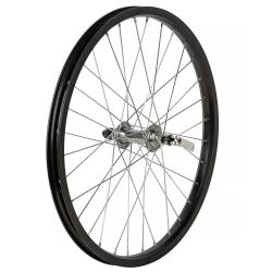 Колесо 20" переднее, одинарный алюм.обод 32H, стал. втулка с насып. полшип., эксц. - фото