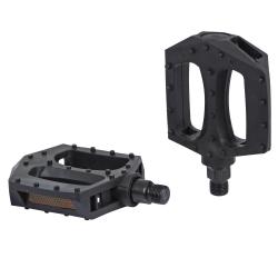 Педали STG, ось 9/16", пластик, черные, с катафотом - фото