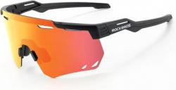 Очки велосипедные ROCKBROS, с поляризацией в черной оправе, с оранжевыми перфорированными линзами, RB_14110013006 - фото