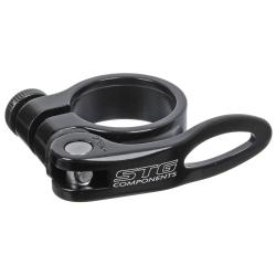 Хомут подсидельный STG 34,9мм с логотипом STG, черный - фото