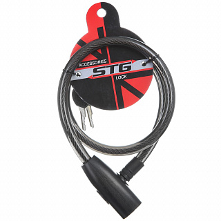 Замок STG, трос спиральный, с ключом диам.12х80см - фото