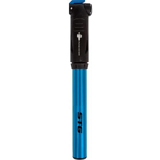 Насос ручной STG GP-87E, Schrader/Presta, шланг, алюминий, черный с синим - фото