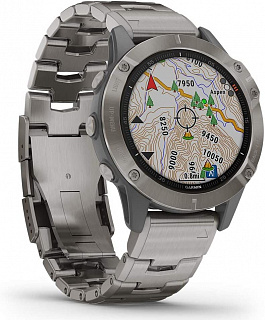 Часы GARMIN Fenix 6 Sapphire (Titanium Gray/Titanium Band) - фото