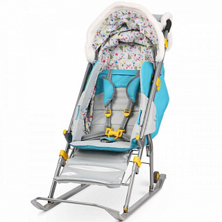 Санки-коляска НД6 /Ника/, чехол д/ног, колесо, перекид. ручка, муфта, сумка - фото